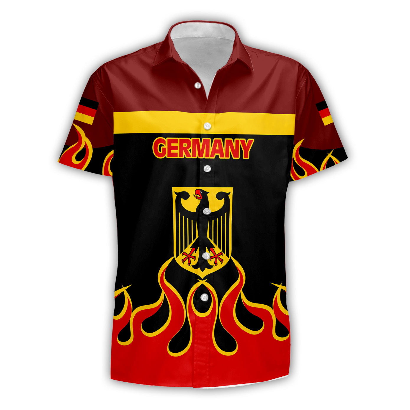 Germany Short Sleeve Shirt Flag & Coat Of Arms Fire Hockey Style