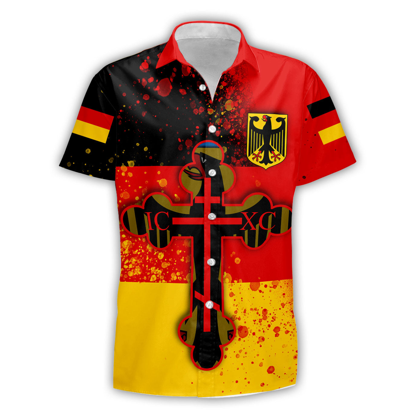 Germany Short Sleeve Shirt Flag & Coat Of Arms Orthodox Style