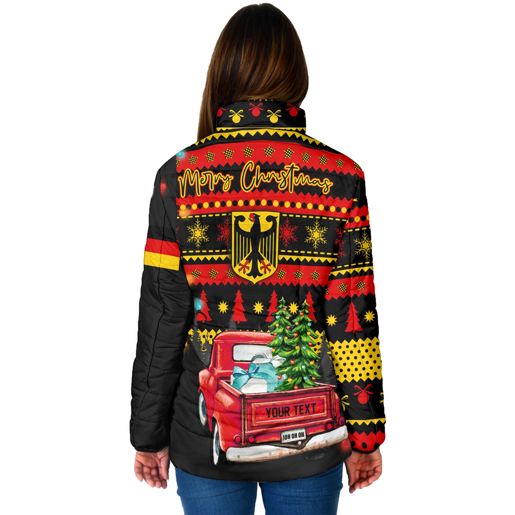 Germany Women Padded Jacket Coat Of Arms Christmas Style