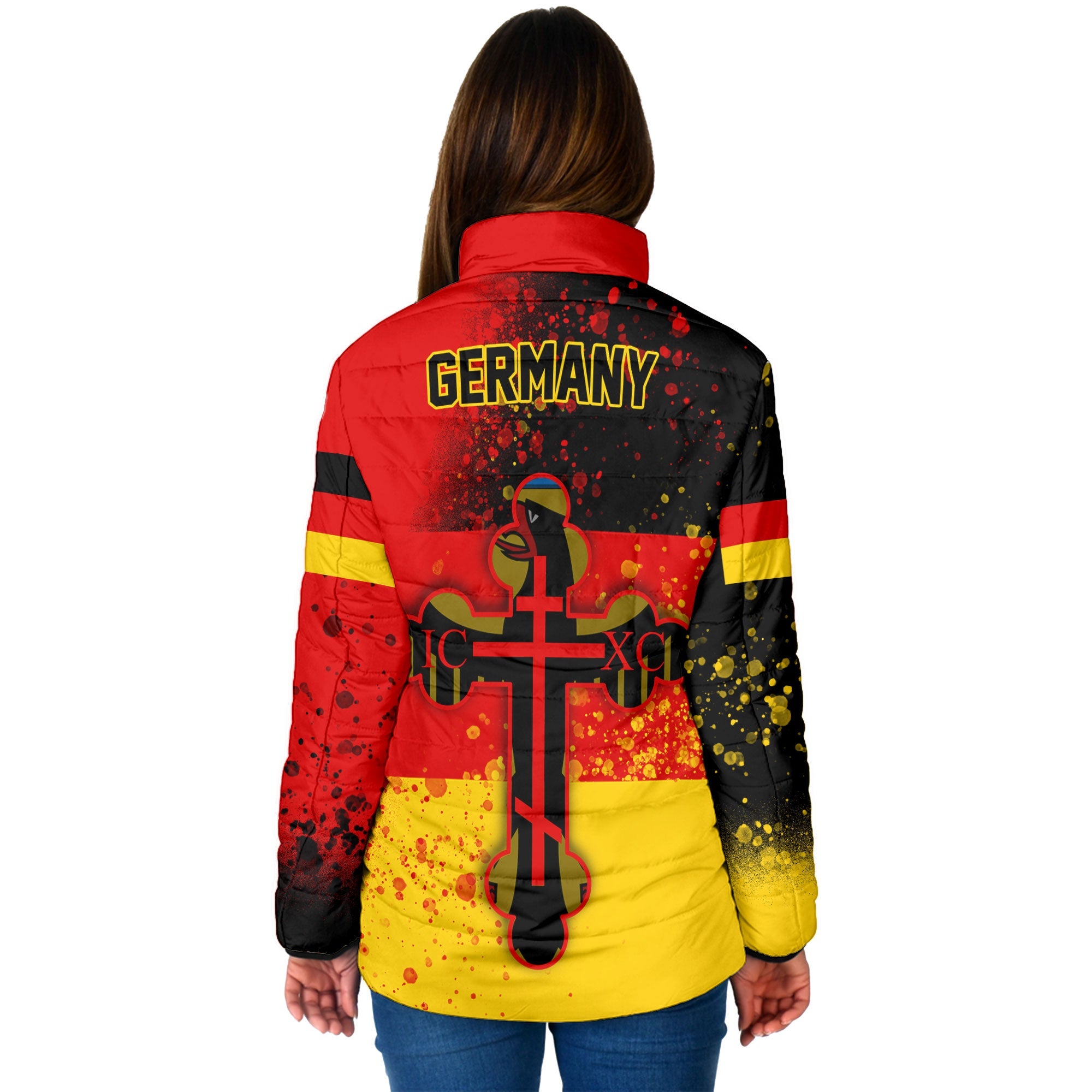 Germany Women Padded Jacket Flag & Coat Of Arms Orthodox Style