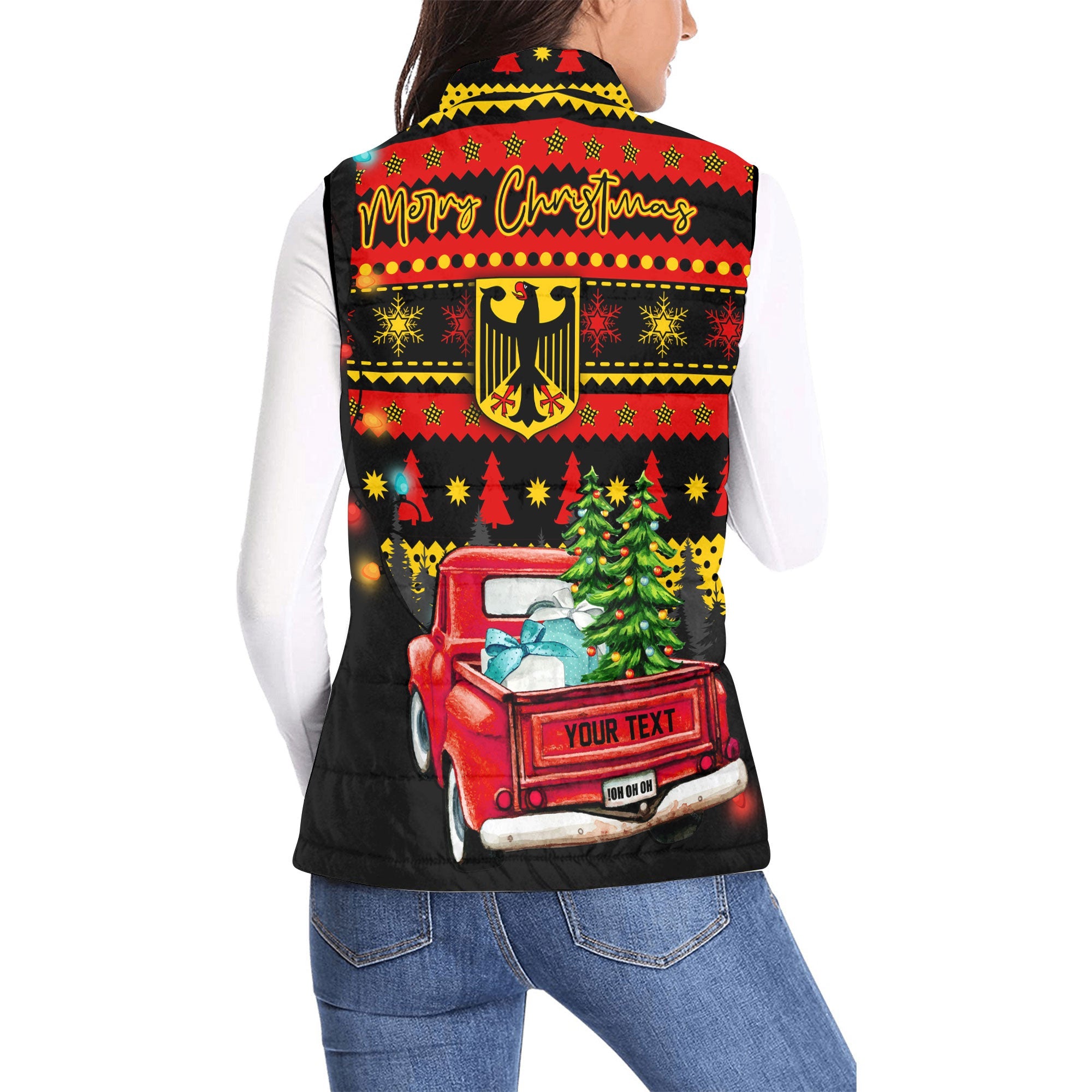 Germany Women Padded Jacket Vest Coat Of Arms Christmas Style