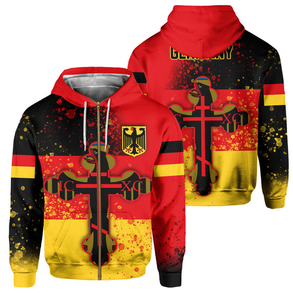 Germany Zip Hoodie Flag & Coat Of Arms Orthodox Style