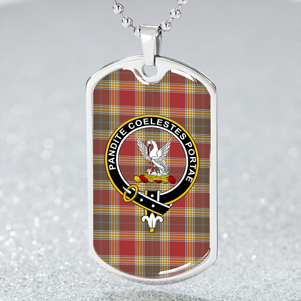Gibson (Gibbs) Weathered Clan Badge Classic Tartan Dog Tag Necklace