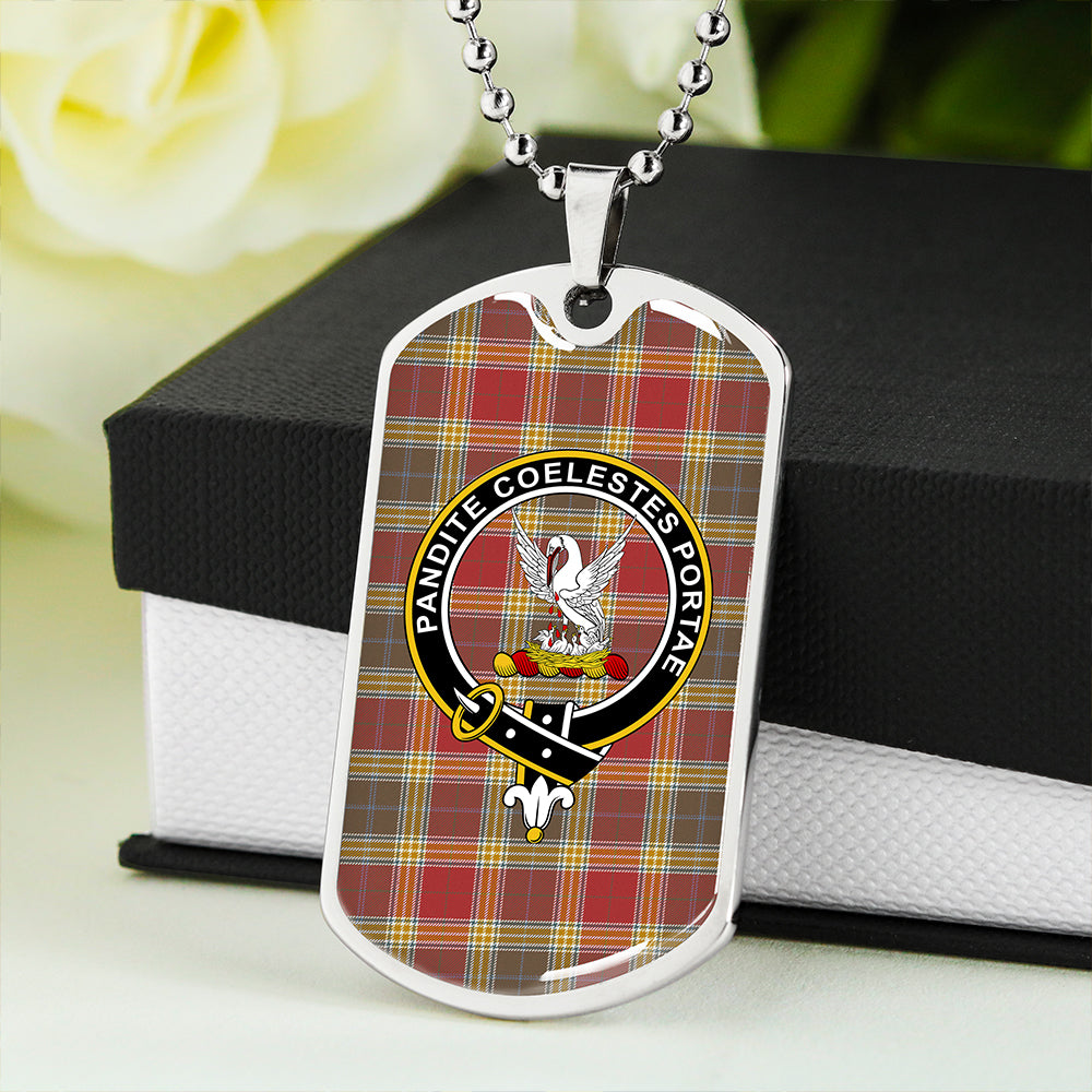 Gibson (Gibbs) Weathered Clan Badge Classic Tartan Dog Tag Necklace