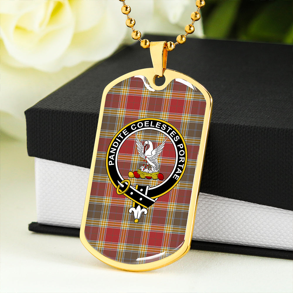 Gibson (Gibbs) Weathered Clan Badge Classic Tartan Dog Tag Necklace
