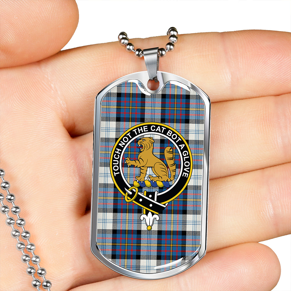 Gillies Blue Dress Dance Clan Badge Classic Tartan Dog Tag Necklace