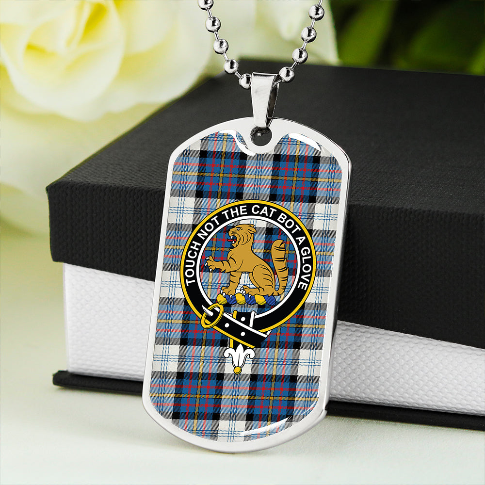 Gillies Blue Dress Dance Clan Badge Classic Tartan Dog Tag Necklace