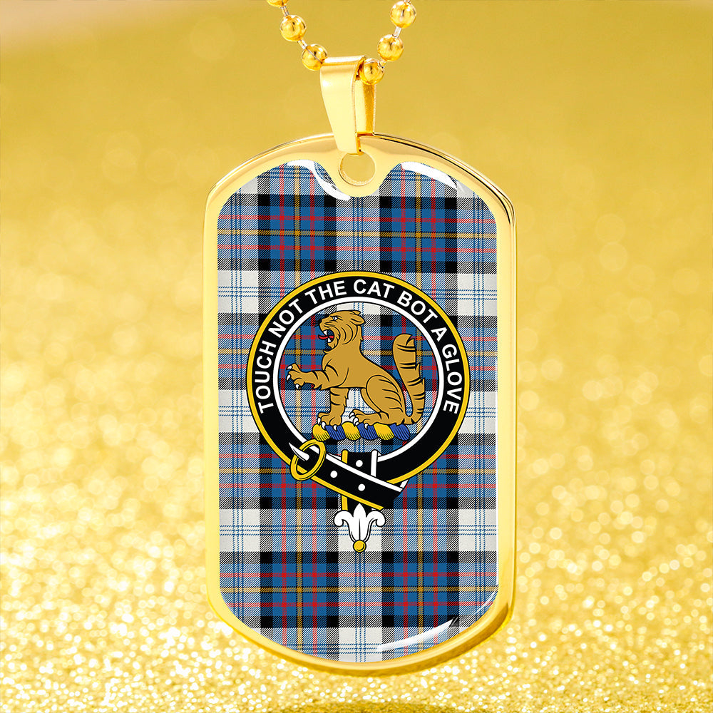 Gillies Blue Dress Dance Clan Badge Classic Tartan Dog Tag Necklace