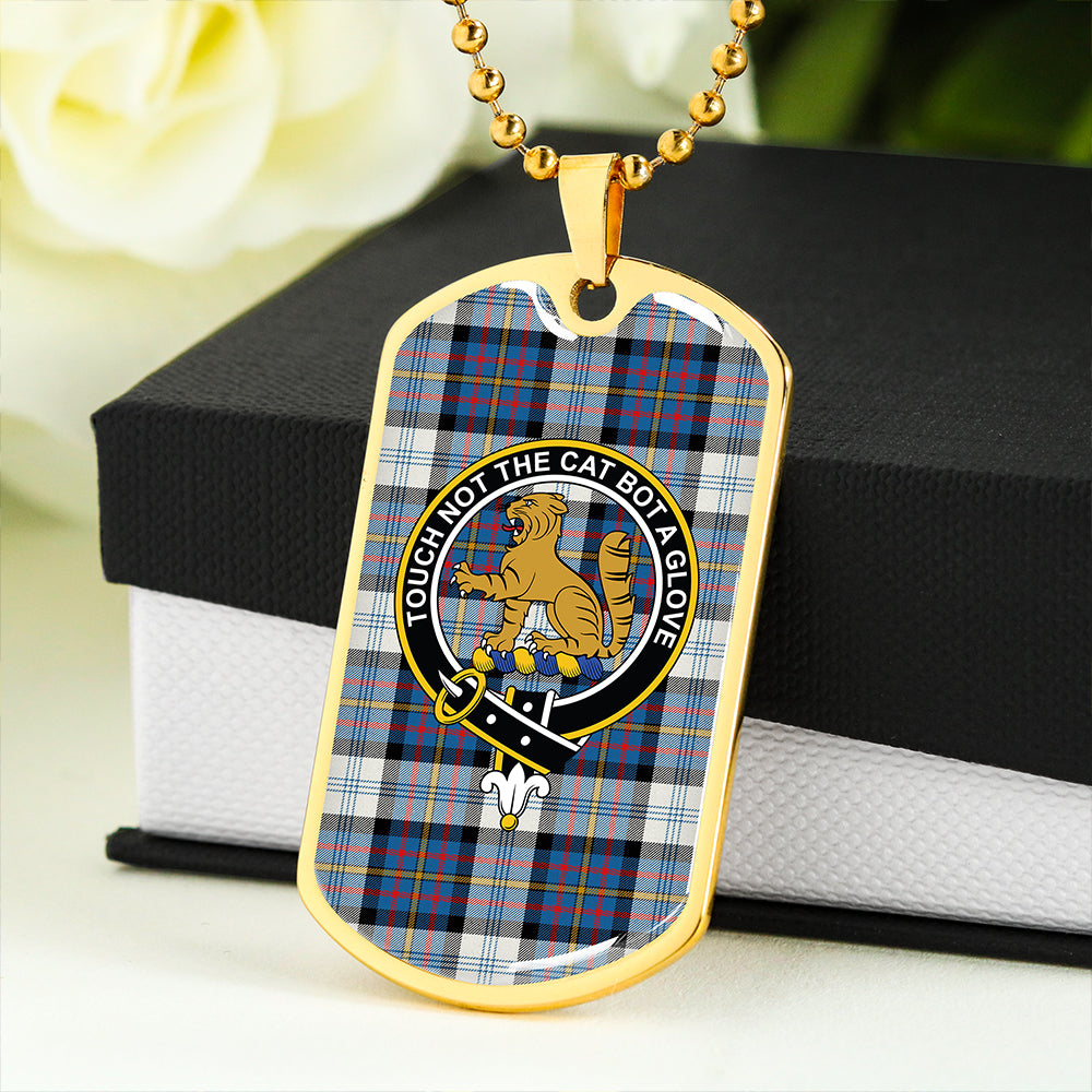 Gillies Blue Dress Dance Clan Badge Classic Tartan Dog Tag Necklace
