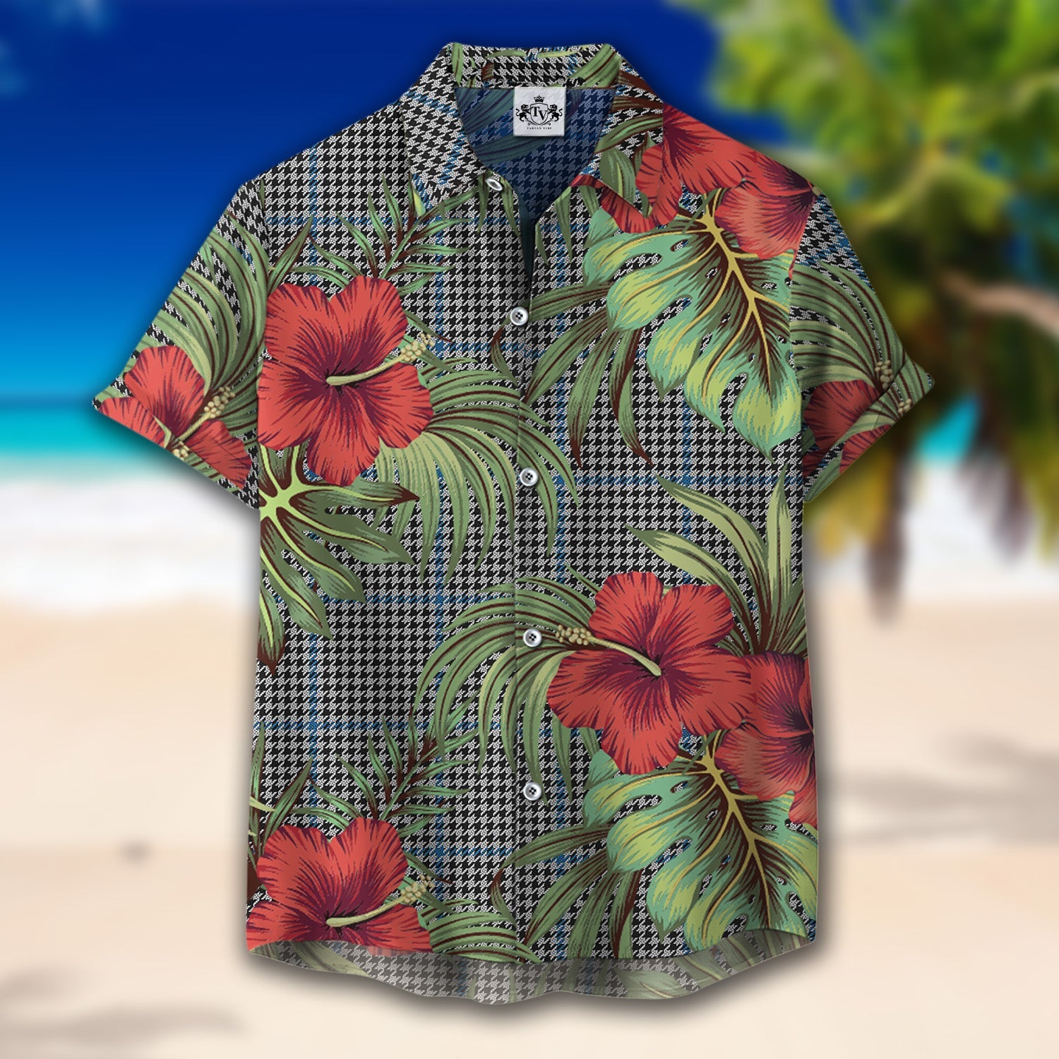 Scottish Tartan Gladstone Clan Hawaiian Shirt Hibiscus - Tropical Garden Style