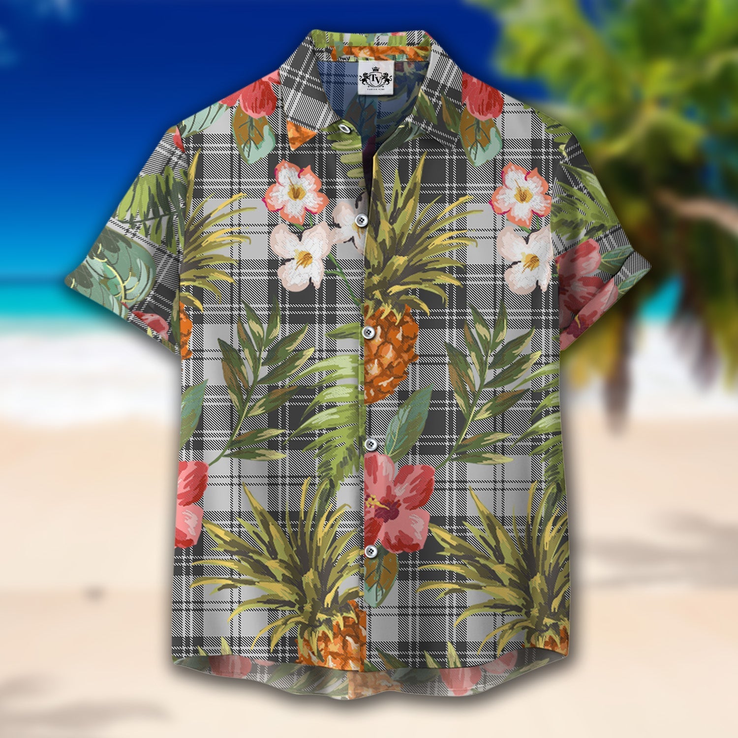 Scottish Tartan Glendinning Clan Hawaiian Shirt Hibiscus - Tropical Garden Style