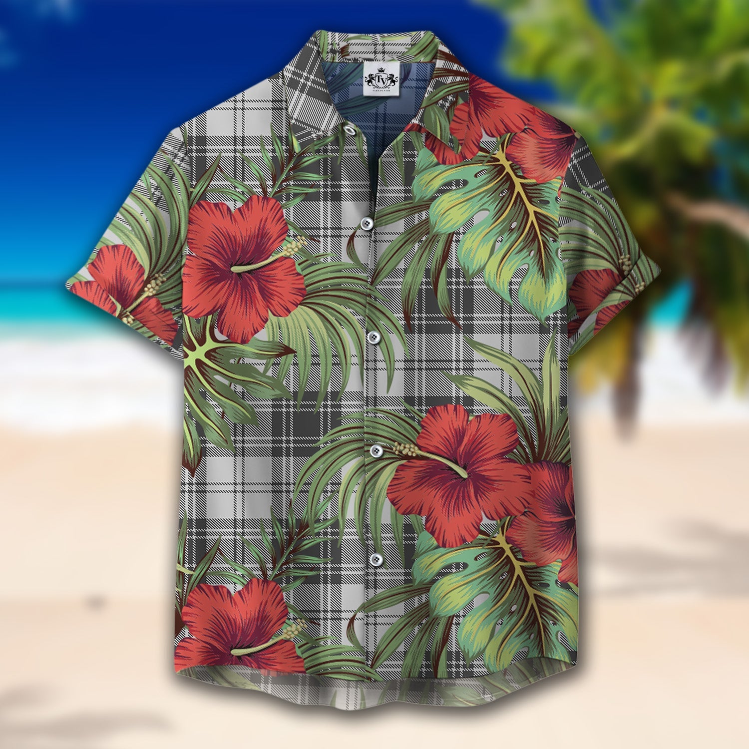 Scottish Tartan Glendinning Clan Hawaiian Shirt Hibiscus - Tropical Garden Style