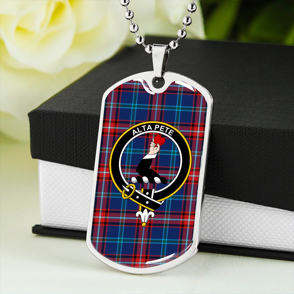 Glenn Modern Clan Badge Classic Tartan Dog Tag Necklace