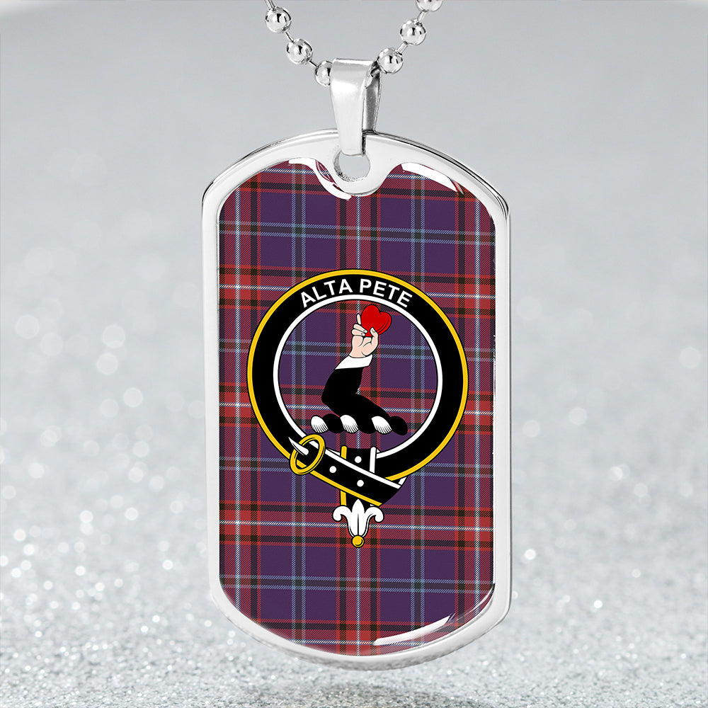 Glenn Weathered Clan Badge Classic Tartan Dog Tag Necklace
