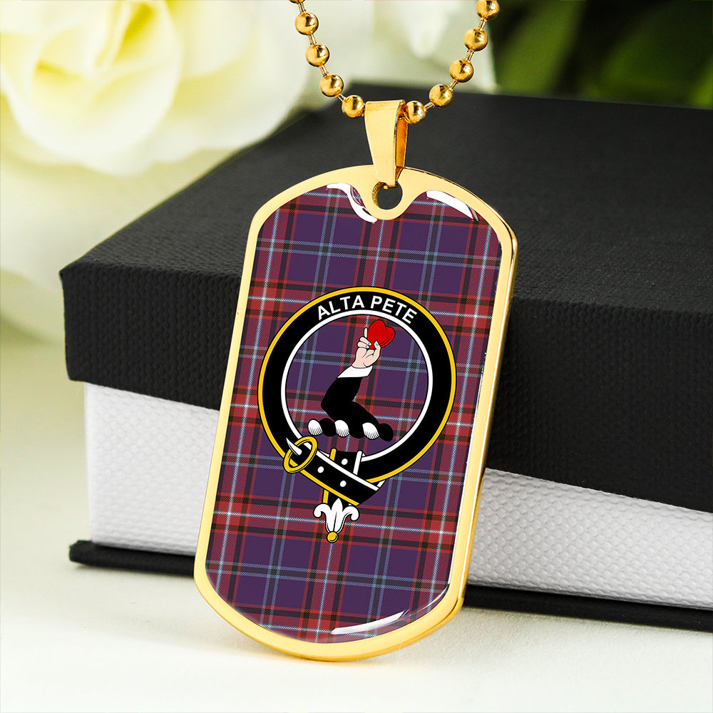 Glenn Weathered Clan Badge Classic Tartan Dog Tag Necklace