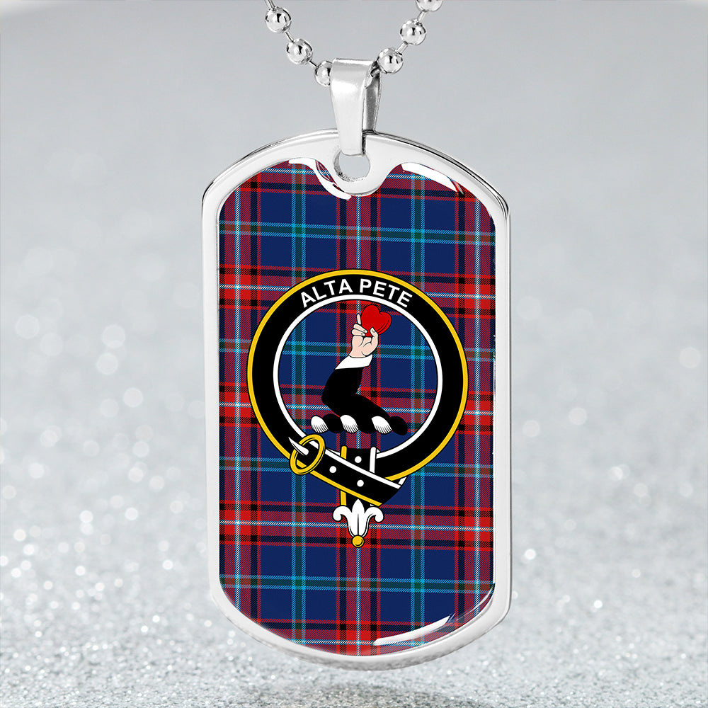 Glenn (Glen) Modern Clan Badge Classic Tartan Dog Tag Necklace