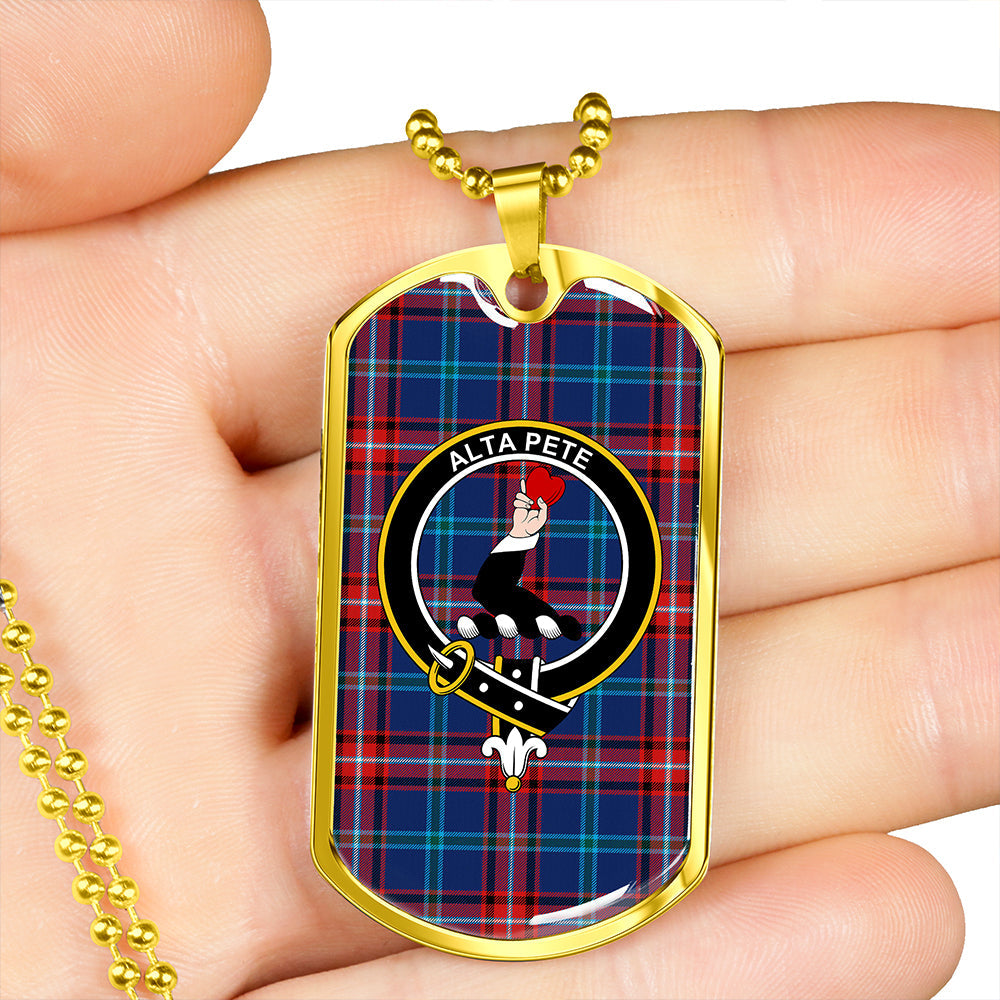 Glenn (Glen) Modern Clan Badge Classic Tartan Dog Tag Necklace