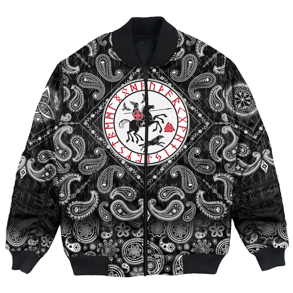 Viking Bomber Jacket God Wotan with Bandana Paisley Style