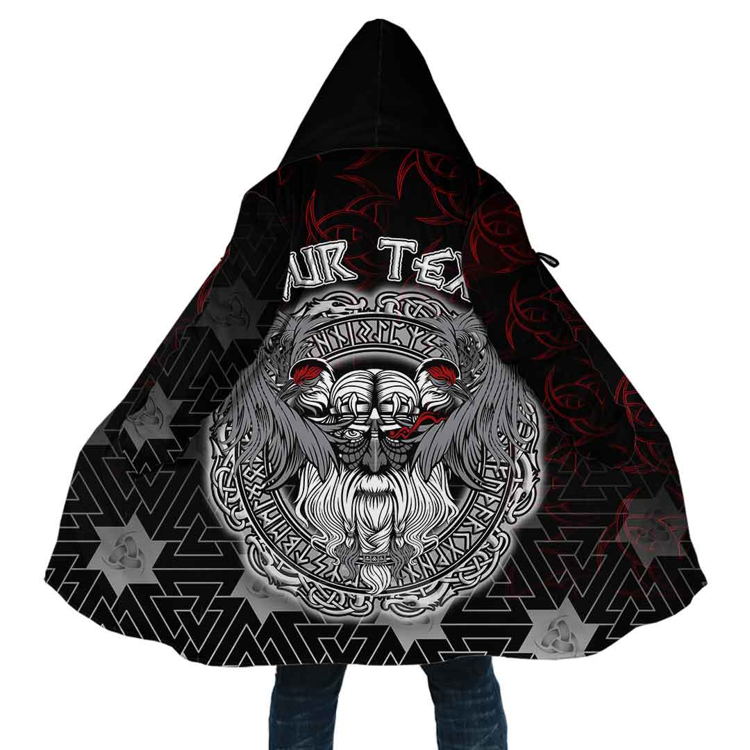 Custom Viking Hooded Coat God Odin With Two Ravens Special Style