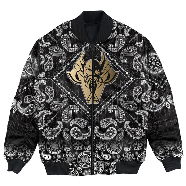 Viking Bomber Jacket Golden Odin with Bandana Paisley Style