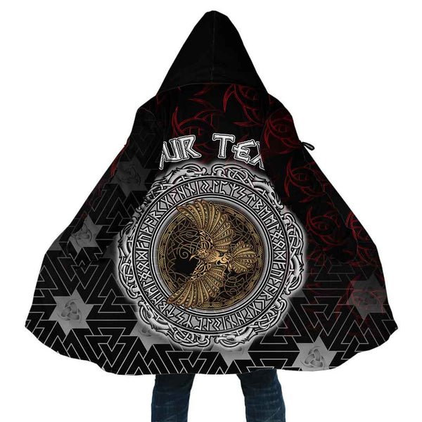 Custom Viking Hooded Coat Golden Odin's Celtic Raven Special Style