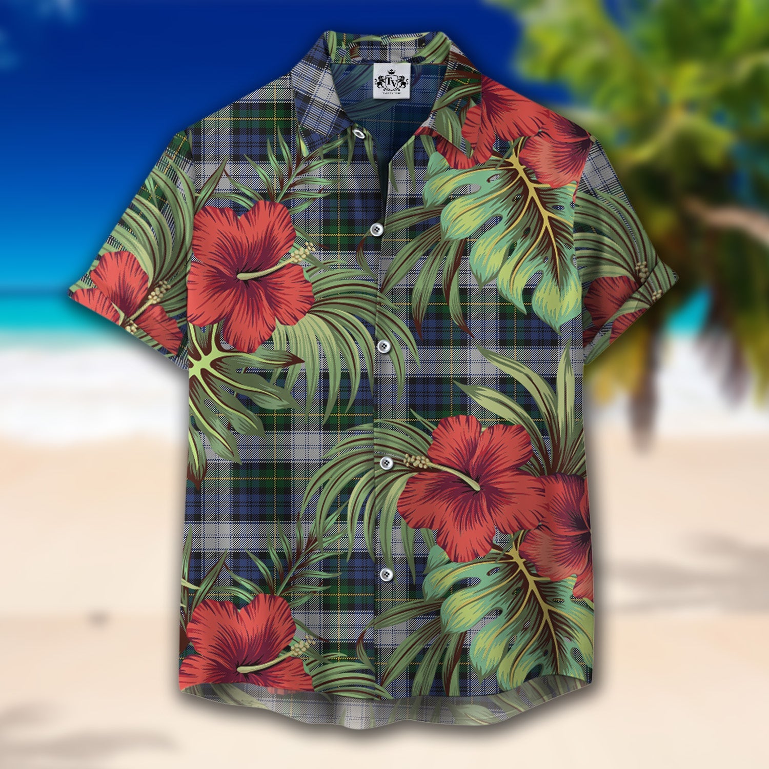 Scottish Tartan Gordon Dress 01 Clan Hawaiian Shirt Hibiscus - Tropical Garden Style