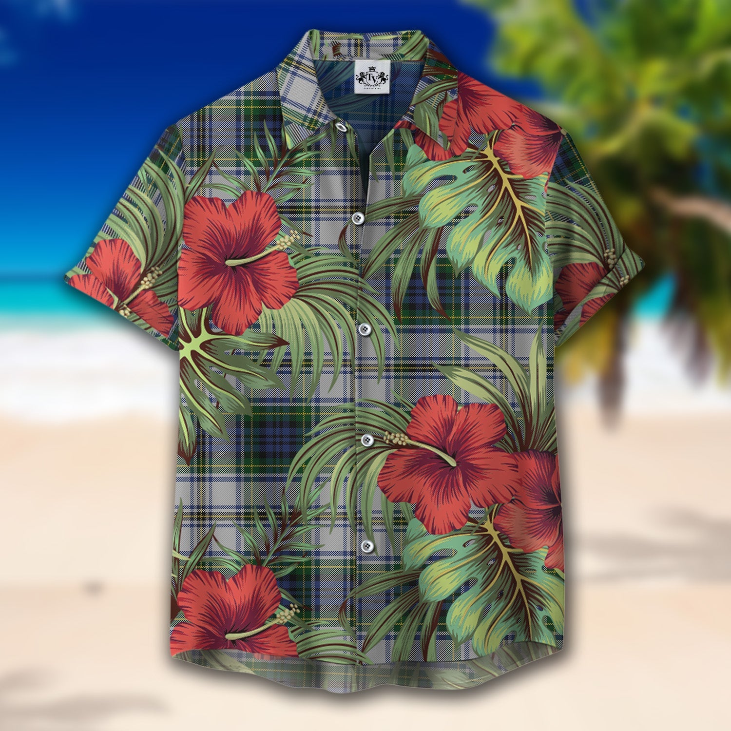 Scottish Tartan Gordon Dress 03 Clan Hawaiian Shirt Hibiscus - Tropical Garden Style