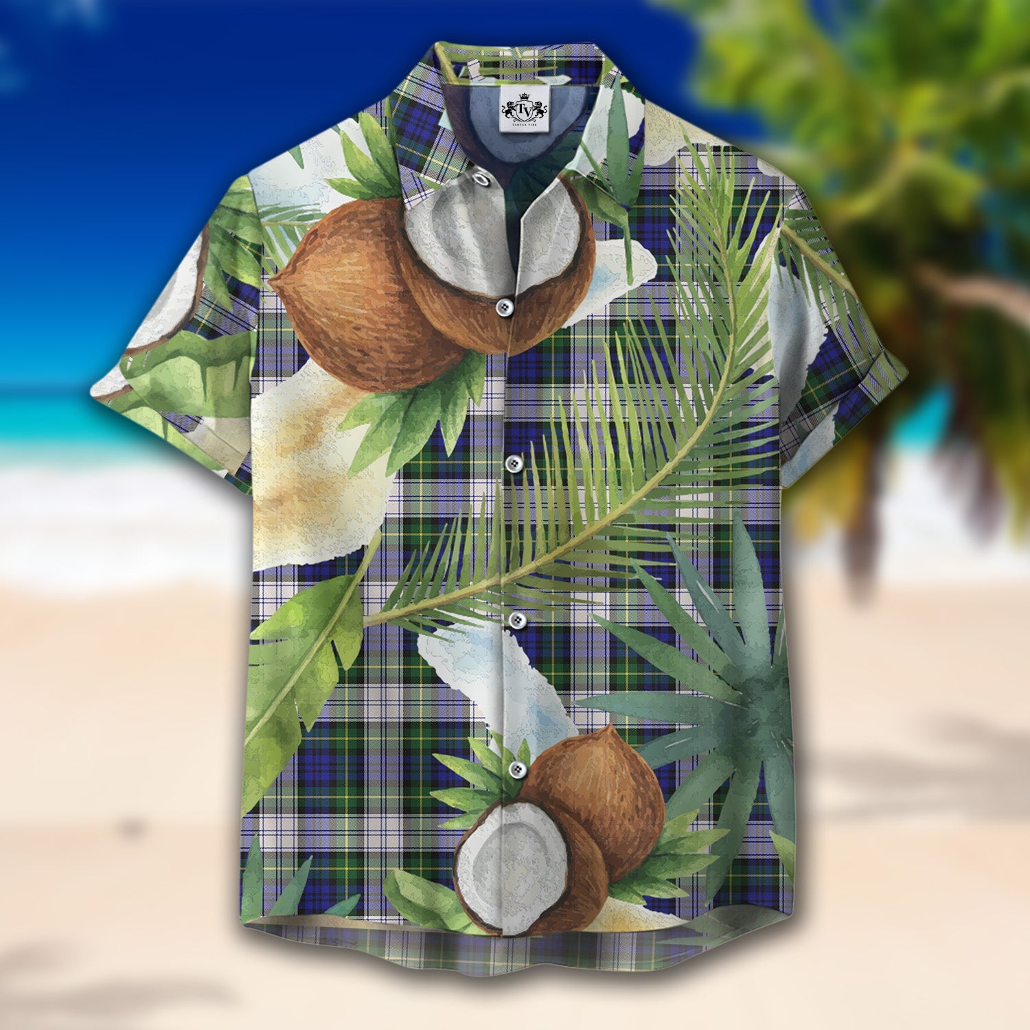 Scottish Tartan Gordon Dress Modern Clan Hawaiian Shirt Hibiscus - Tropical Garden Style