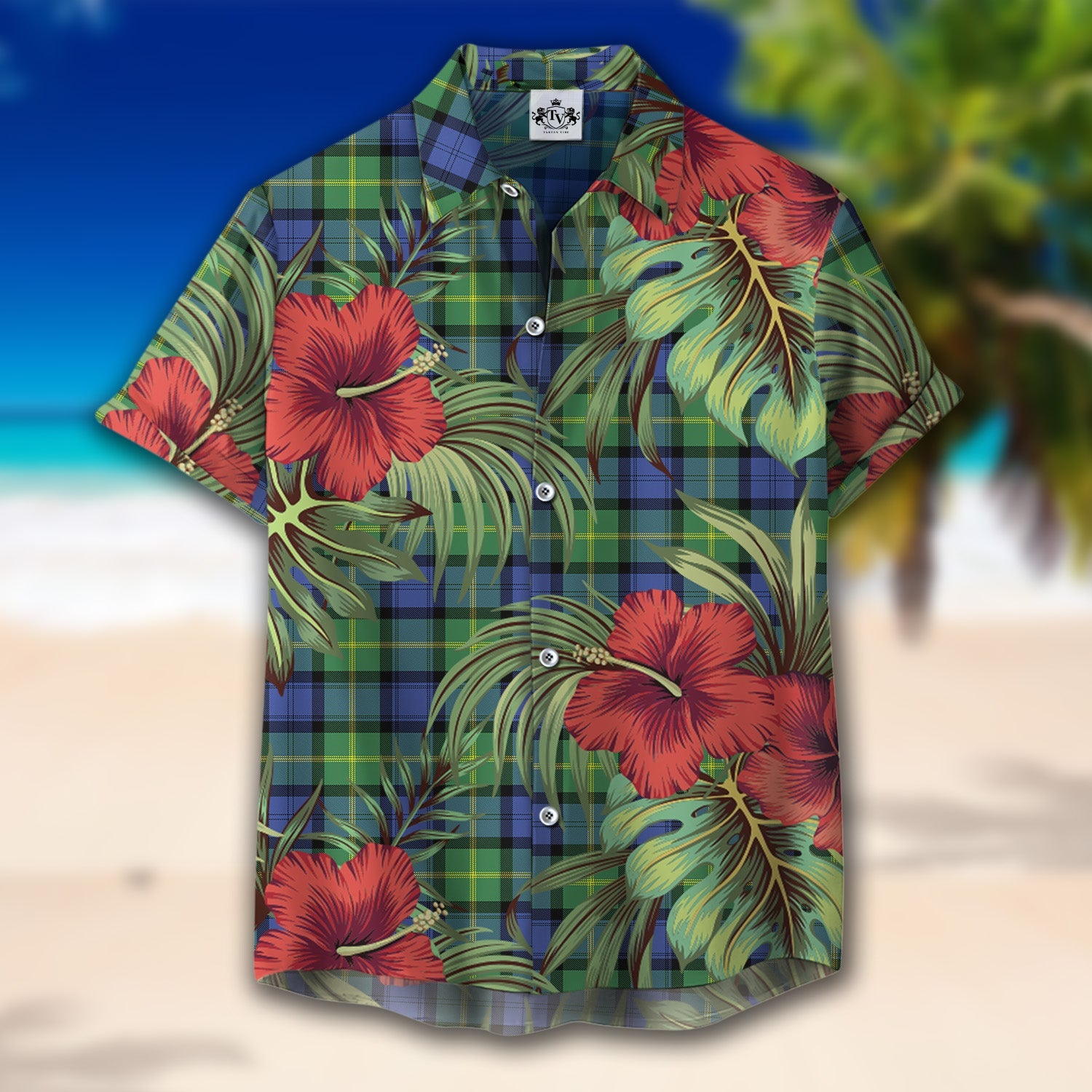 Scottish Tartan Gordon Old Ancient Clan Hawaiian Shirt Hibiscus - Tropical Garden Style