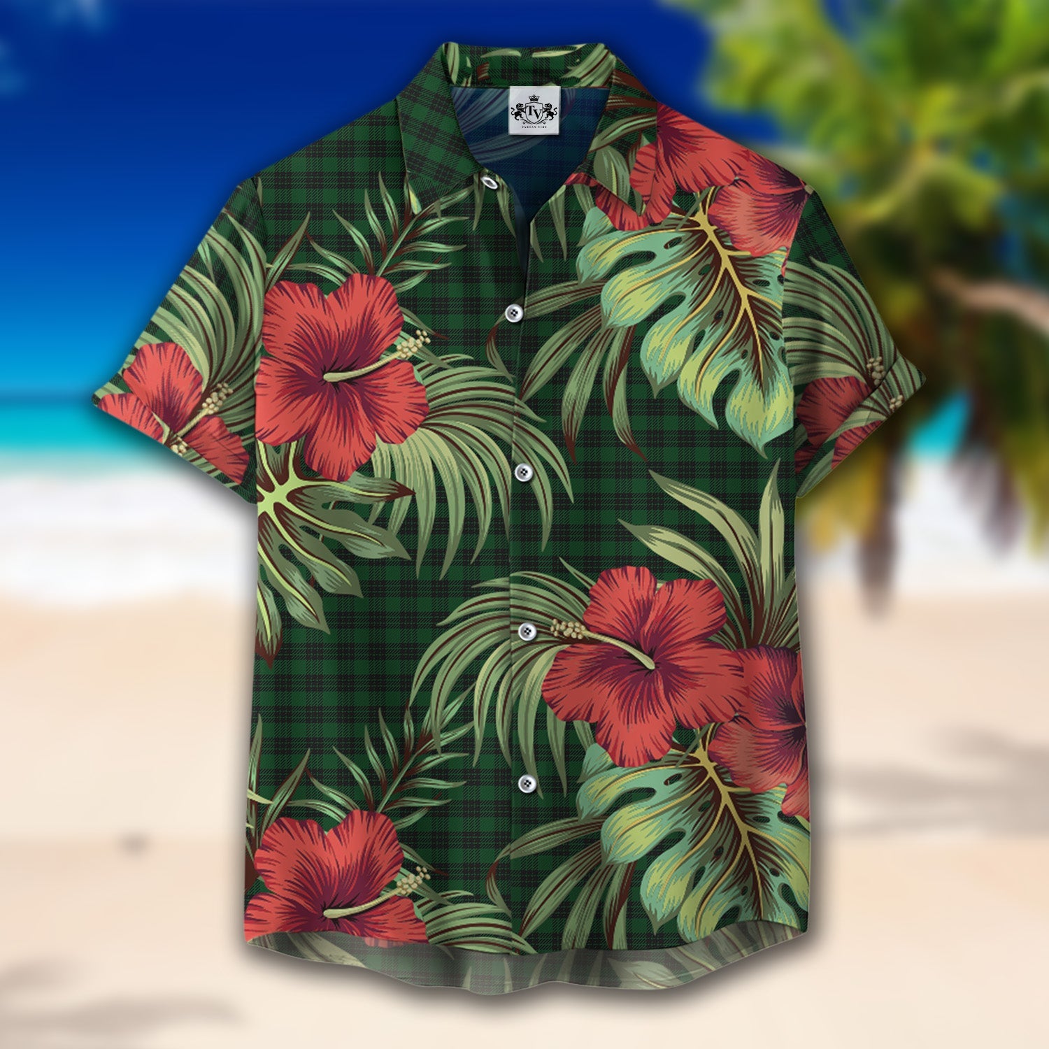 Scottish Tartan Graham Clan Hawaiian Shirt Hibiscus - Tropical Garden Style