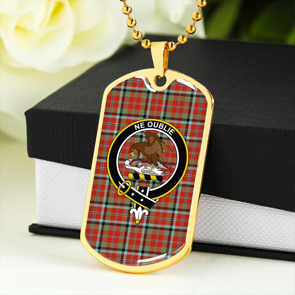 Graham Red Ancient Clan Badge Classic Tartan Dog Tag Necklace