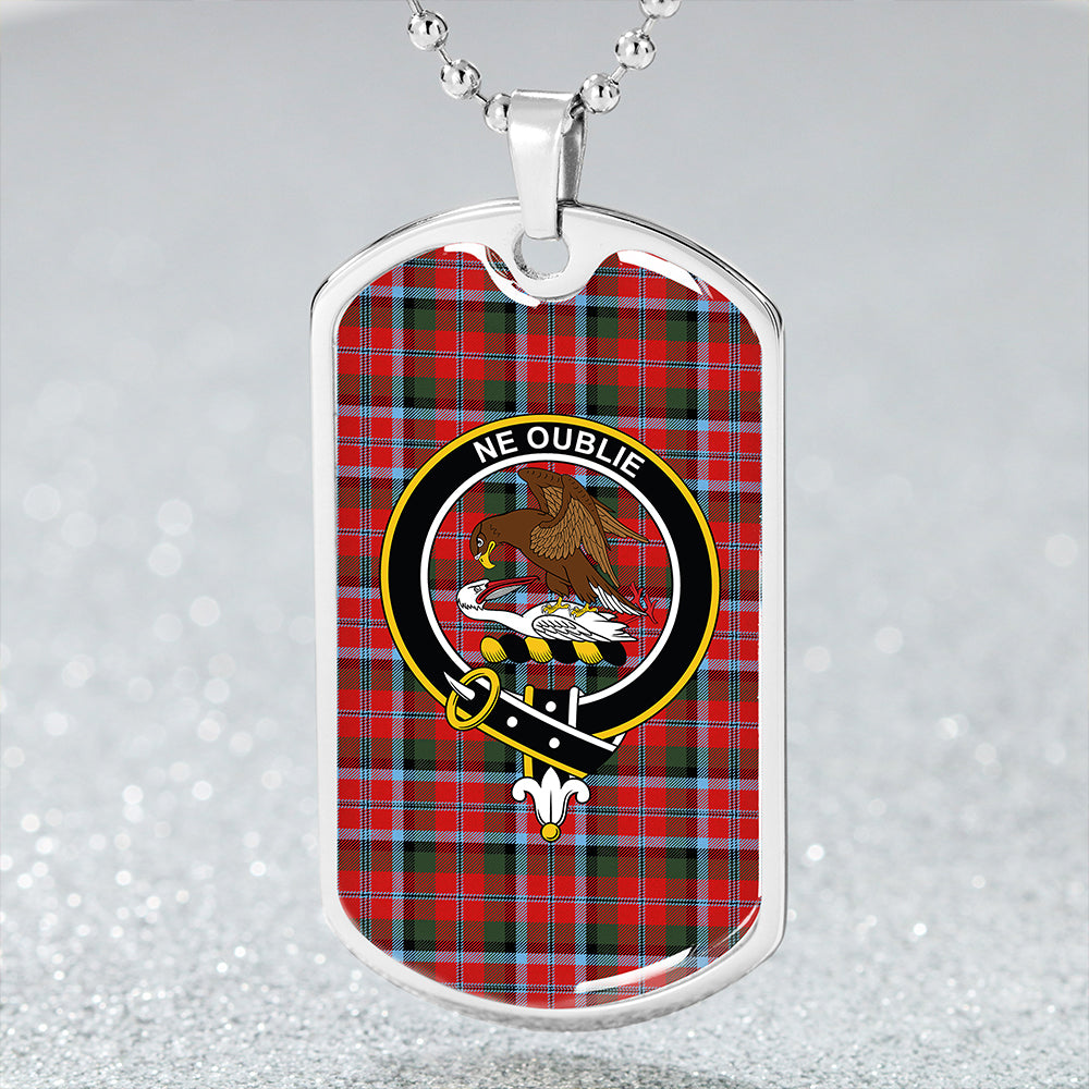 Graham Red Modern Clan Badge Classic Tartan Dog Tag Necklace