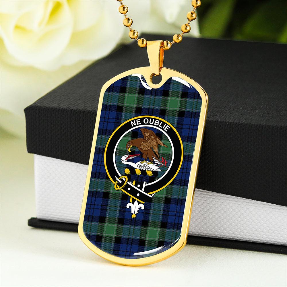Graham of Menteith Plaid Modern Clan Badge Classic Tartan Dog Tag Necklace