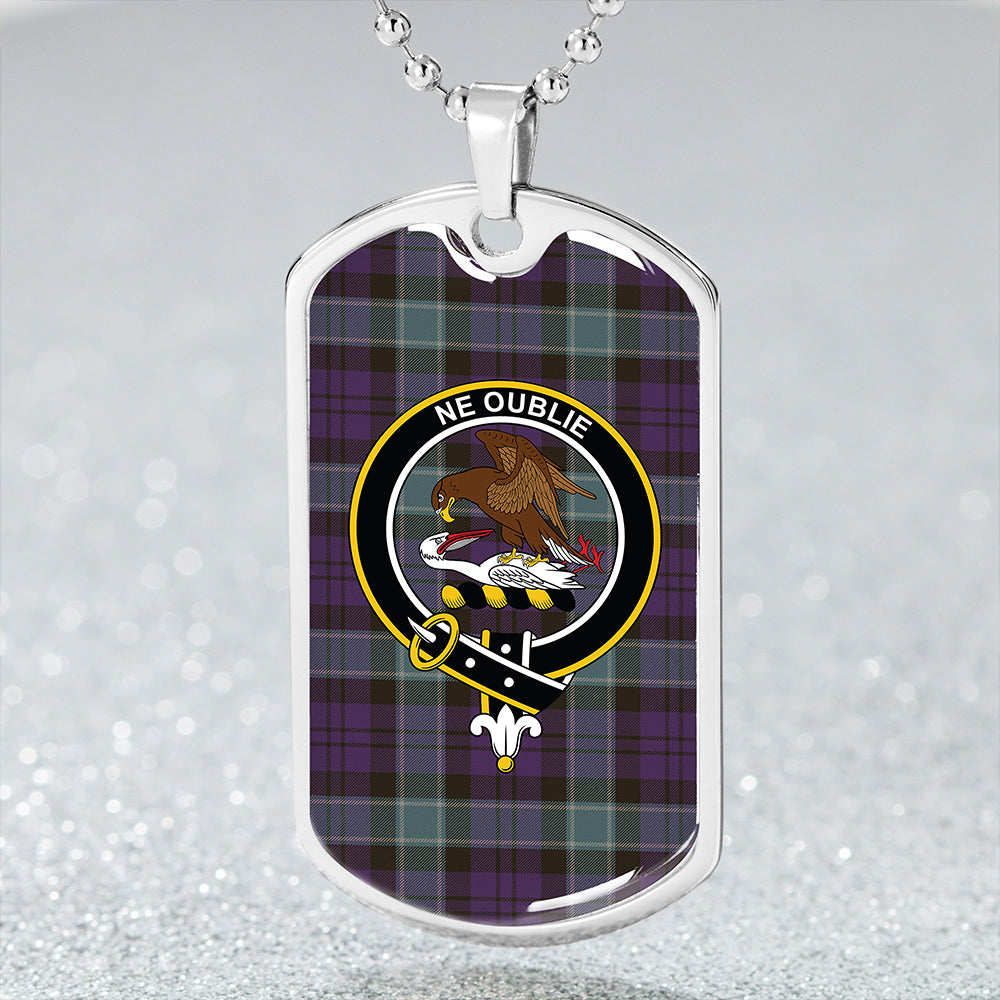 Graham of Menteith Plaid Weathered Clan Badge Classic Tartan Dog Tag Necklace