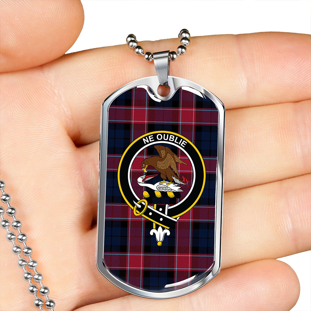 Graham of Menteith Red Modern Clan Badge Classic Tartan Dog Tag Necklace