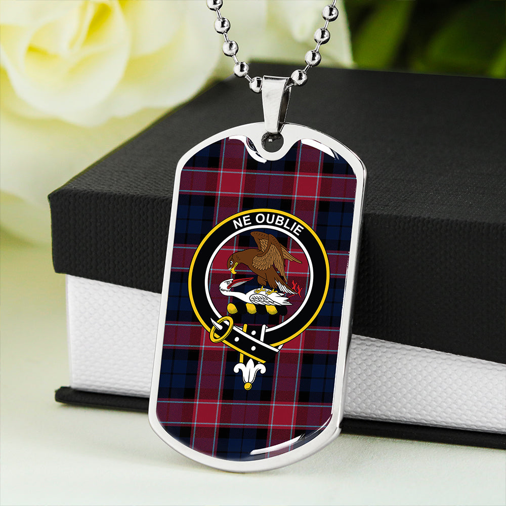 Graham of Menteith Red Modern Clan Badge Classic Tartan Dog Tag Necklace