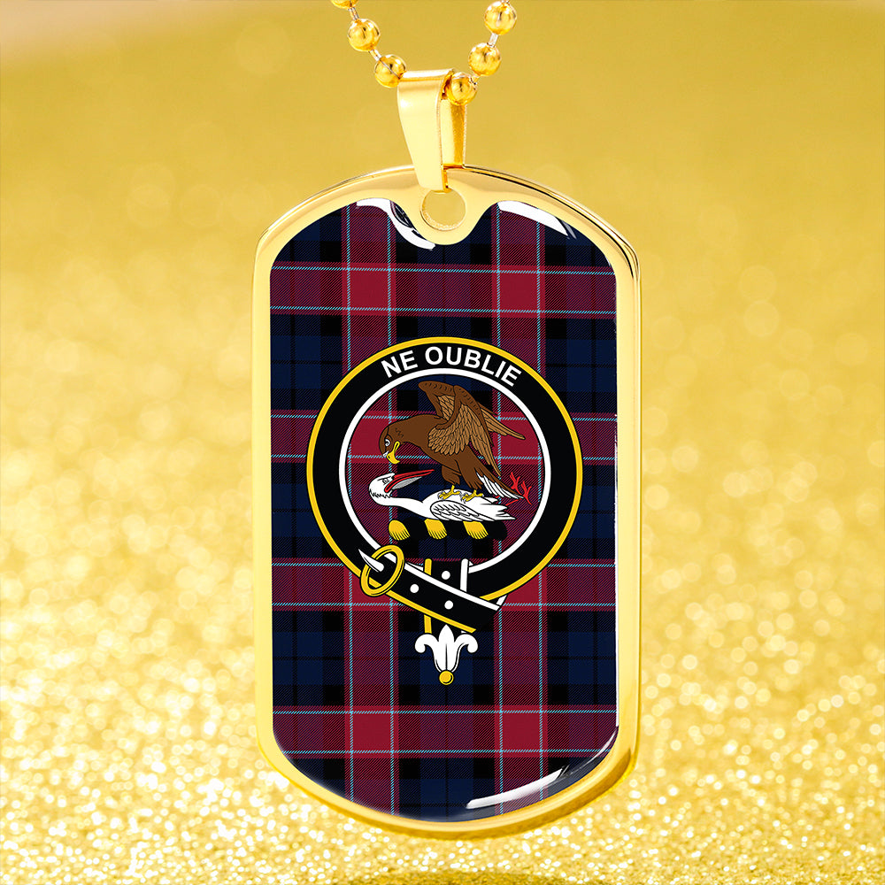 Graham of Menteith Red Modern Clan Badge Classic Tartan Dog Tag Necklace