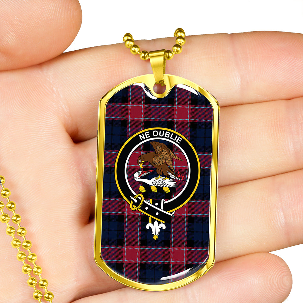 Graham of Menteith Red Modern Clan Badge Classic Tartan Dog Tag Necklace