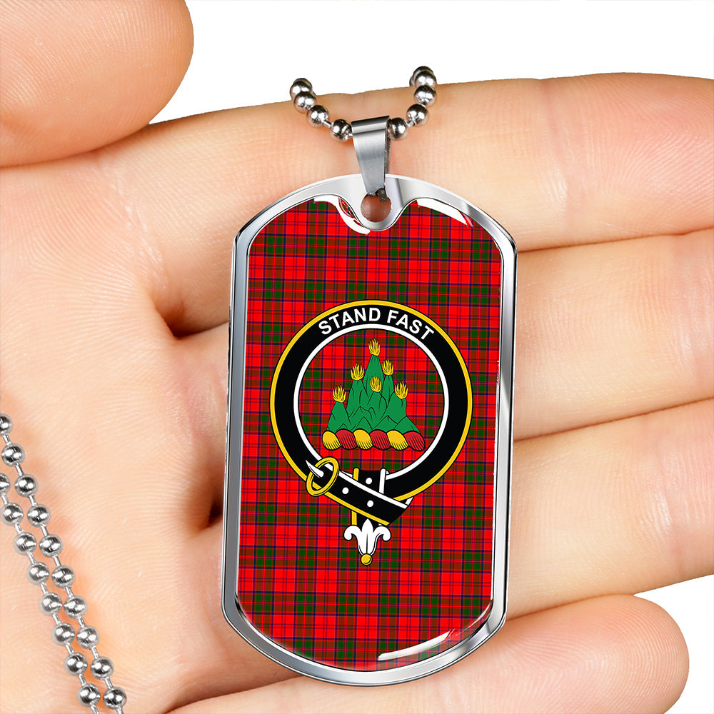 Grant Modern Clan Badge Classic Tartan Dog Tag Necklace