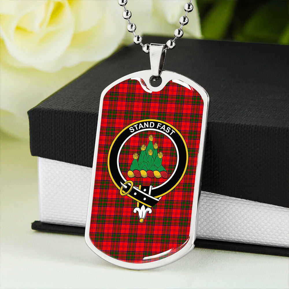 Grant Modern Clan Badge Classic Tartan Dog Tag Necklace
