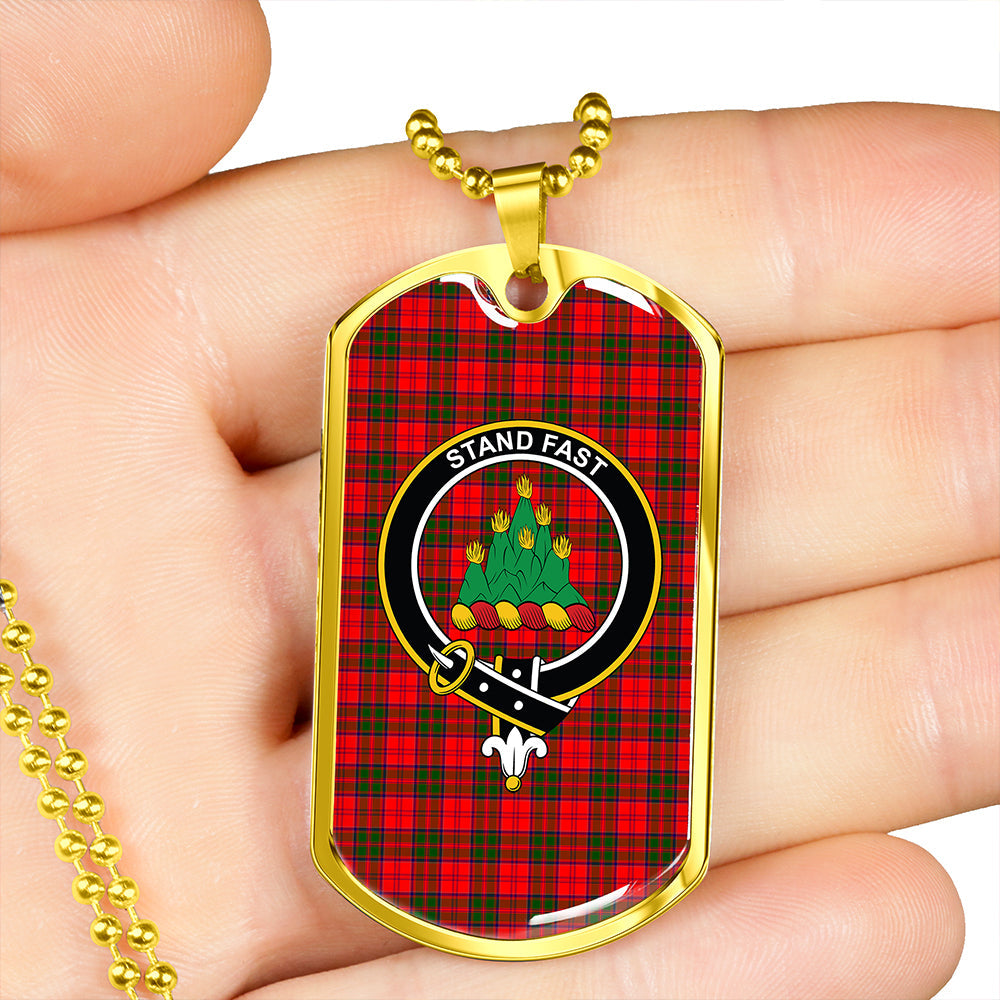 Grant Modern Clan Badge Classic Tartan Dog Tag Necklace