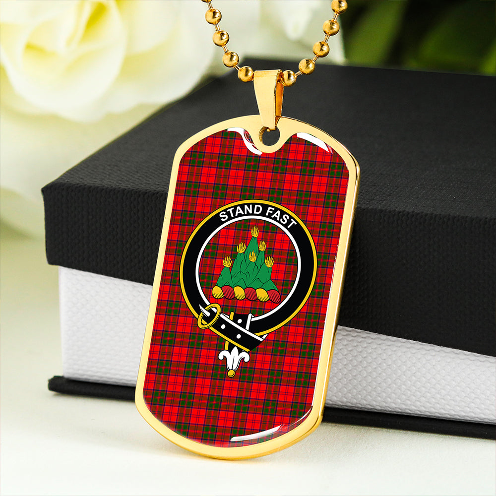 Grant Modern Clan Badge Classic Tartan Dog Tag Necklace