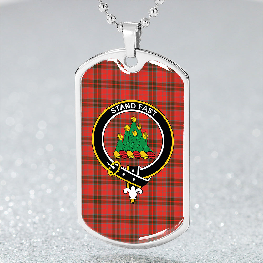 Grant Weathered Clan Badge Classic Tartan Dog Tag Necklace