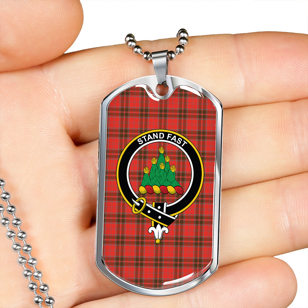 Grant Weathered Clan Badge Classic Tartan Dog Tag Necklace