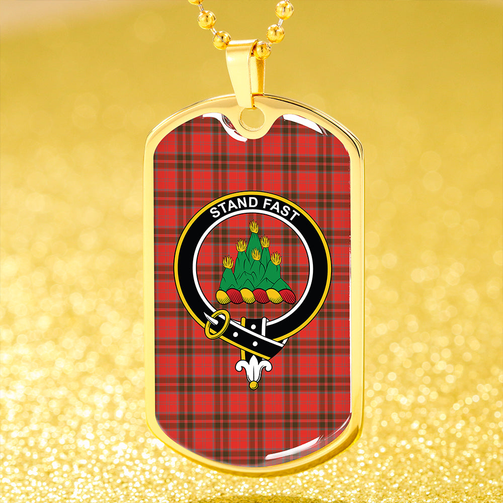 Grant Weathered Clan Badge Classic Tartan Dog Tag Necklace
