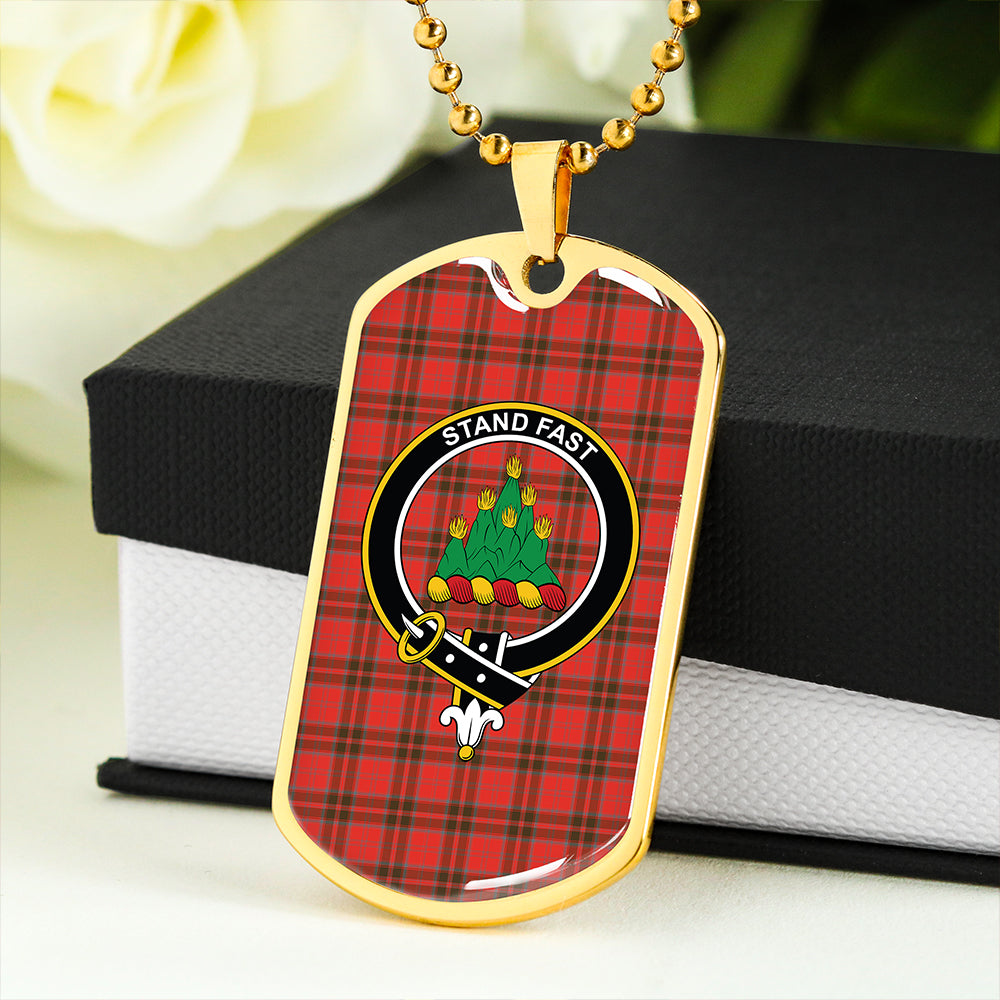 Grant Weathered Clan Badge Classic Tartan Dog Tag Necklace