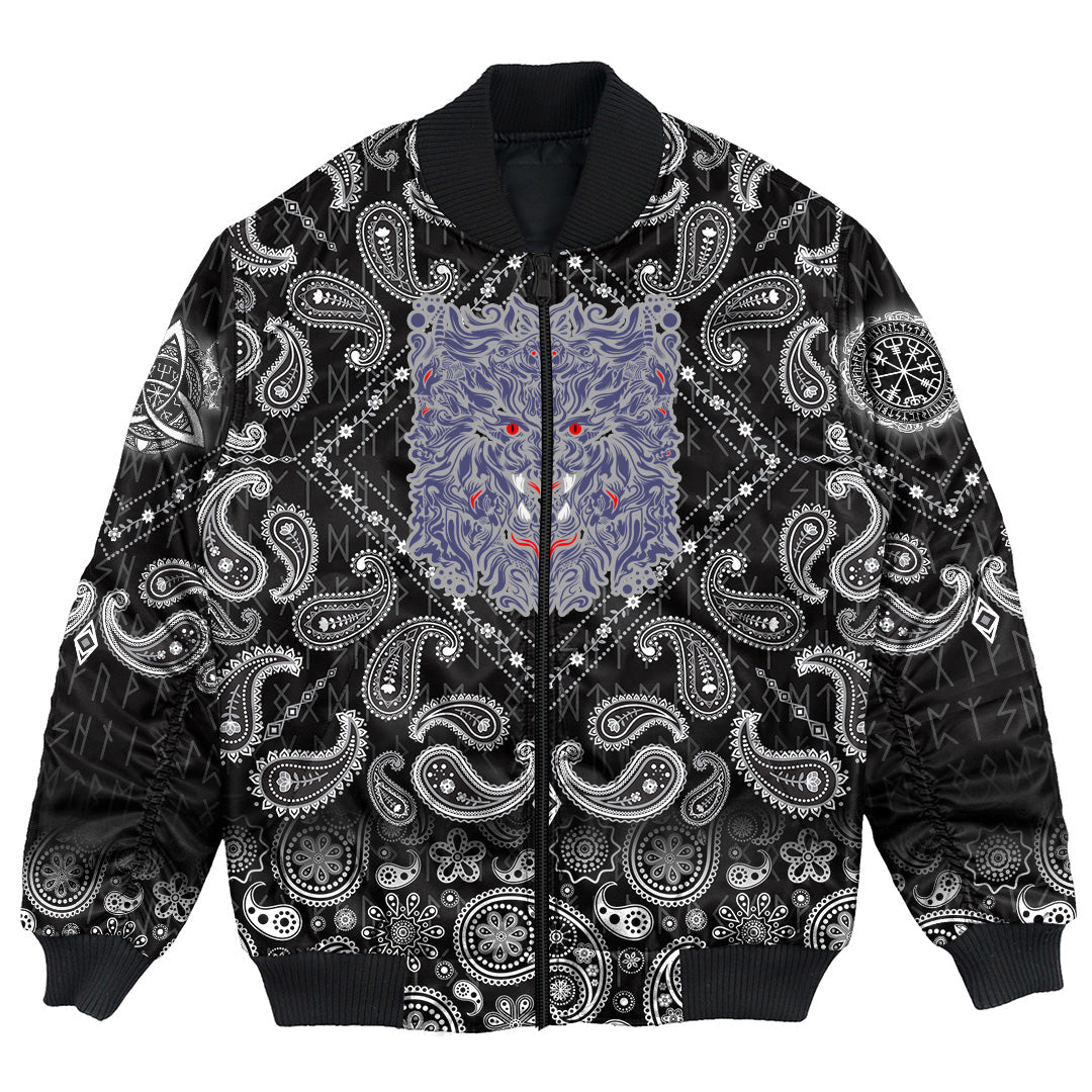 Viking Bomber Jacket Graphic Of Art with Bandana Paisley Style