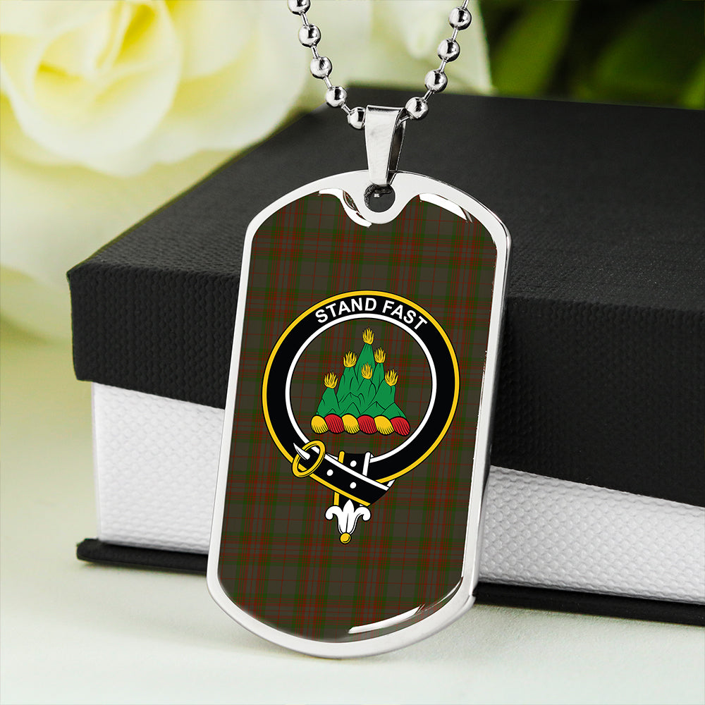 Gray Hunting Clan Badge Classic Tartan Dog Tag Necklace