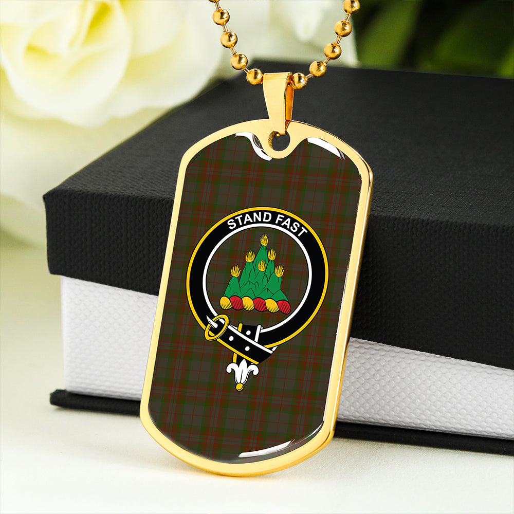 Gray Hunting Clan Badge Classic Tartan Dog Tag Necklace