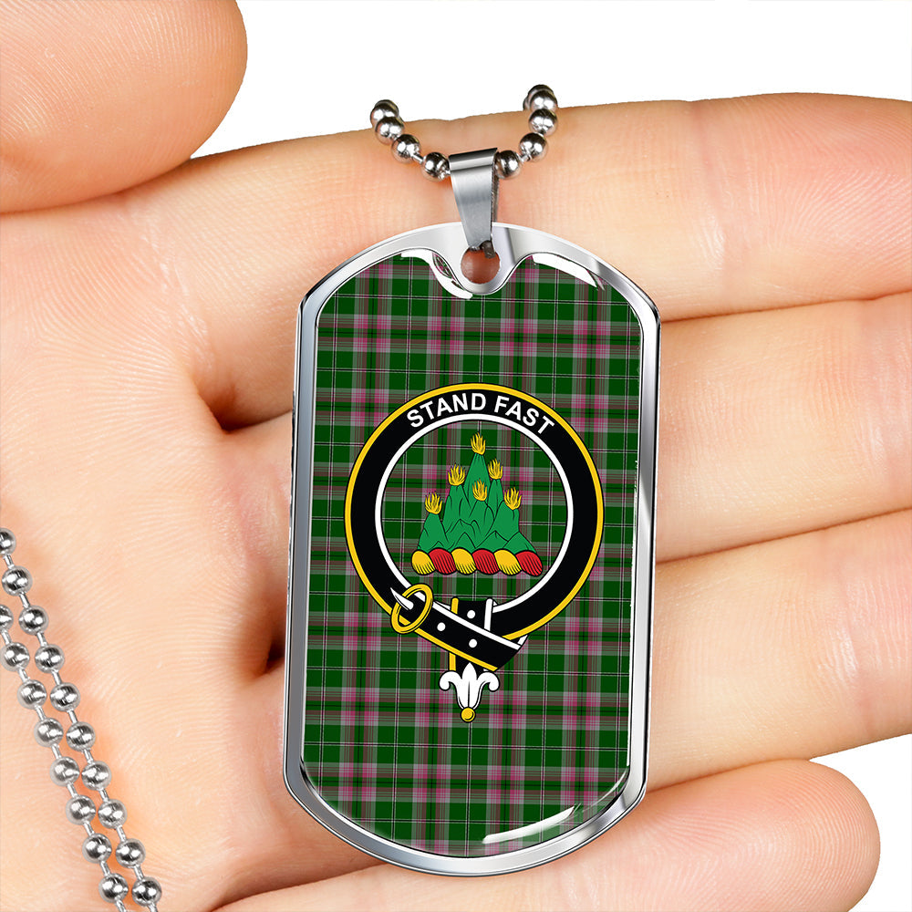 Gray Clan Badge Classic Tartan Dog Tag Necklace